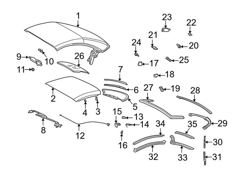 Mercedes Convertible Top Seal - Driver Side 2307900598